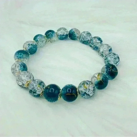Gradient Blue Ice with Gold specks beaded Bracelet - Picture 1 of 4